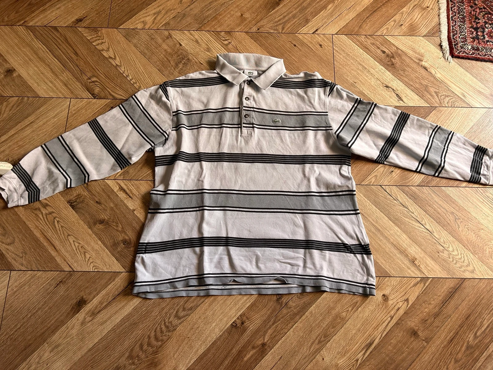 Lacoste long-sleeved striped polo – Size 6 (XL) - Vintage – photo 10